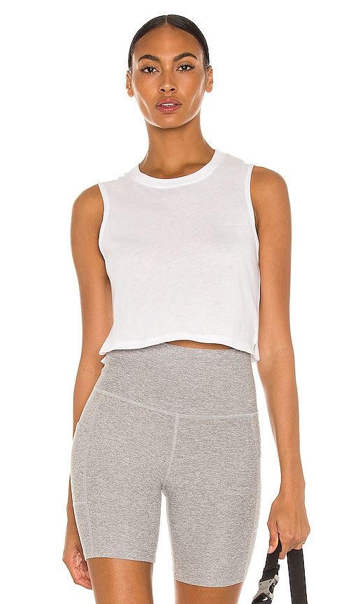 Beyond Yoga Night In Cropped Tank in White | REVOLVE