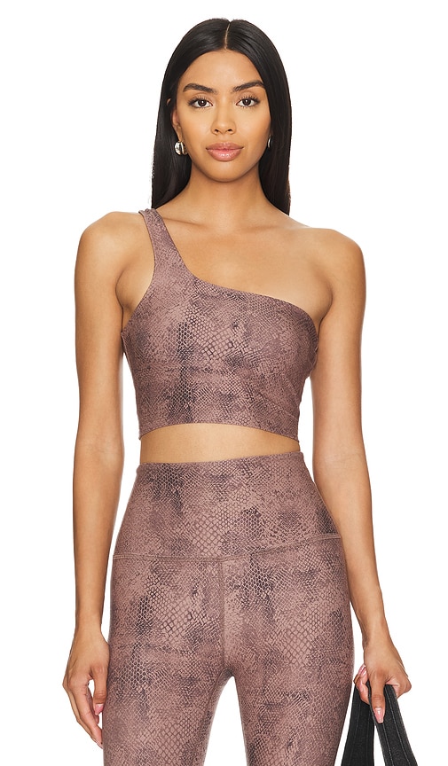 Shop Beyond Yoga Softmark One And Only Shoulder High Cropped Tank Top In Neutral Snakeskin