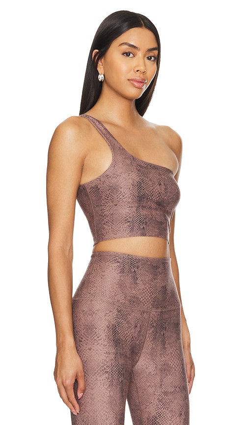 Shop Beyond Yoga Softmark One And Only Shoulder High Cropped Tank Top In Neutral Snakeskin