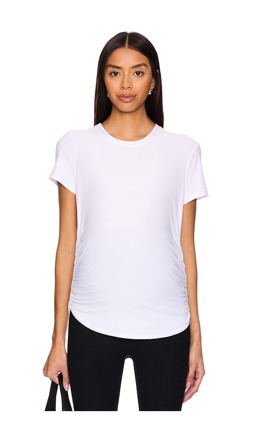 Shop Beyond Yoga Featherweight One & Only Maternity Tee In Cloud White