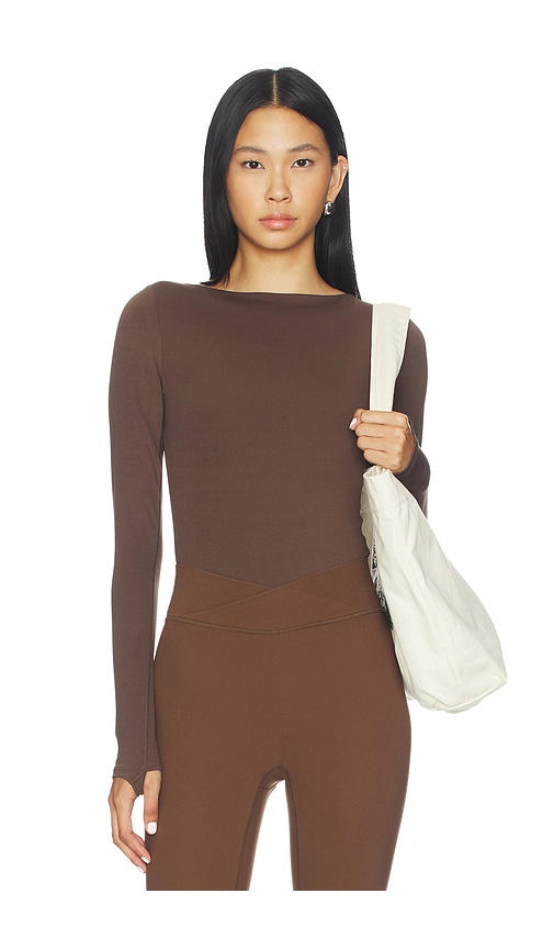 Beyond Yoga Serene Boatneck Bodysuit In Brown