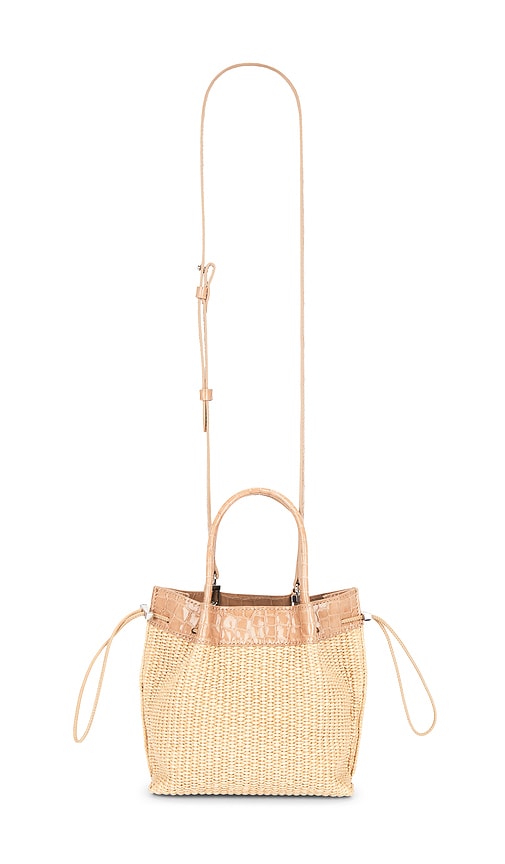 BY FAR Baby Kayla Raffia & Croco Embossed Handbag