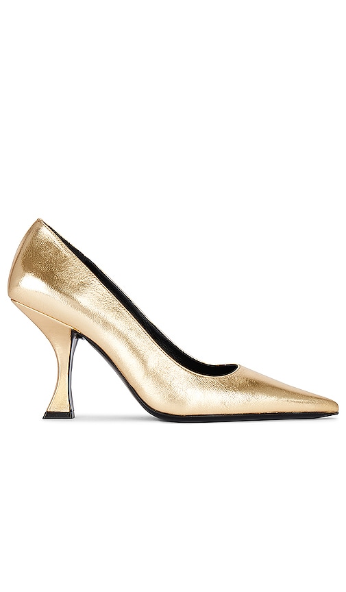 By Far 90mm Viva Metallic Leather Pumps In Gold