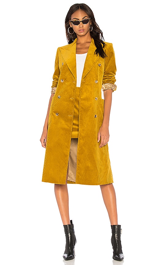 Bella Freud Corduroy Trench Coat in Mustard | REVOLVE