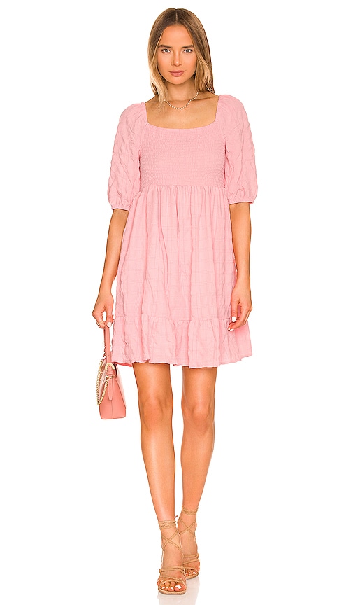 BCBGeneration Square Neck Smocked Dress in Cherry Blossom