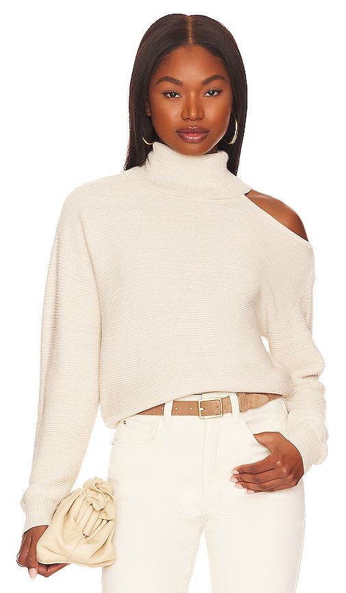 BCBGeneration Mock Neck Cutout Sweater in Ivory