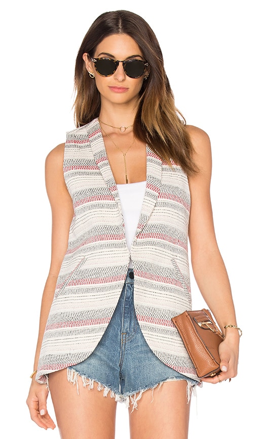 Crochet Stripe Sleeveless Blazer