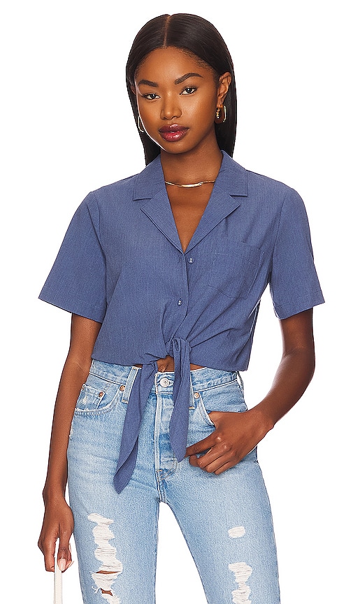 BCBGeneration Tie Front Top in Blue | REVOLVE