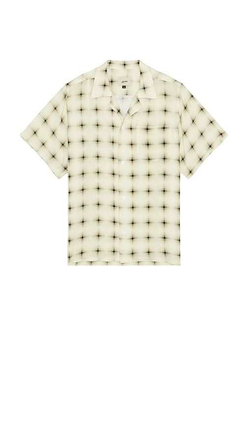 Ivory Digi Plaid Camp Shirt in Beige. - size XL/1X (also in L, M, S)