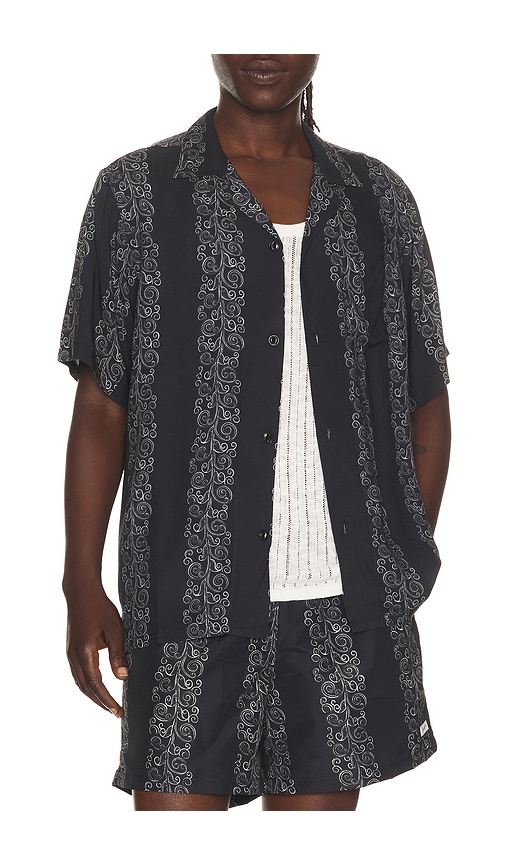 Bather Black Fiesta Printed Camp Shirt