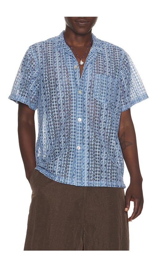 Bather Tide Gonzo Lace Camp Shirt In Blue