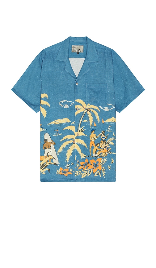 Shop Bather Trippin' Beach Camp Shirt In 波罗的海纹