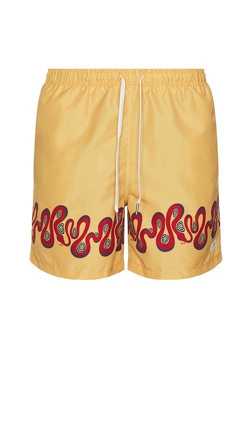 Ochre Dizzy Boa Swim Trunks in Mustard. - size XL/1X (also in L, M, S)