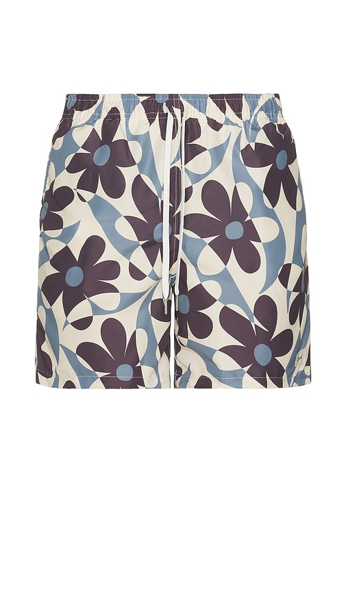 Pastel Daisy Trip Swim Trunks in Blue. - size XL/1X (also in L, M, S)