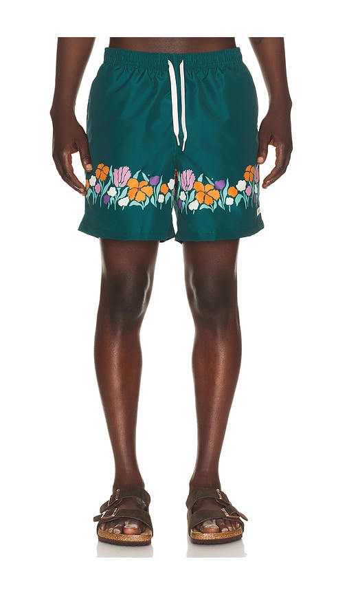 Bather Evergreen Lawn Printed Swim Trunks In Green