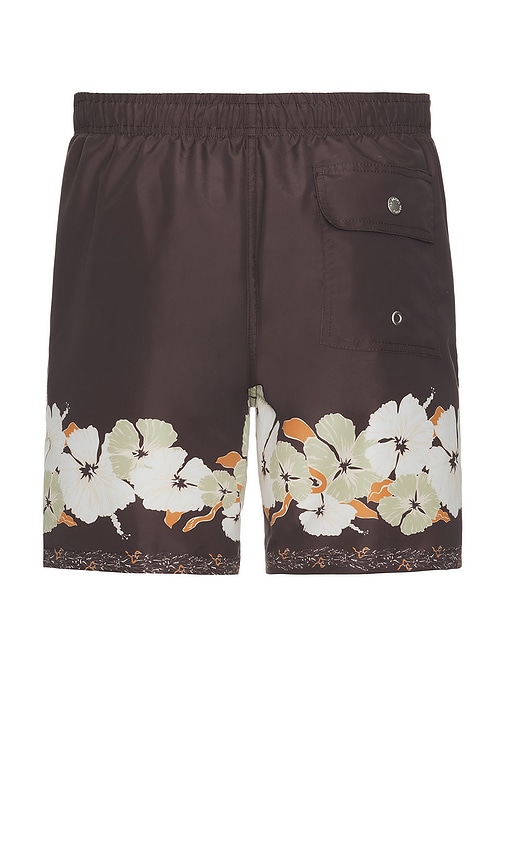 Shop Bather Ornate Bloom Swim Trunk In 棕色