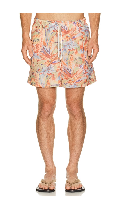 Bather Macaw Jungle Swim Trunk In Red