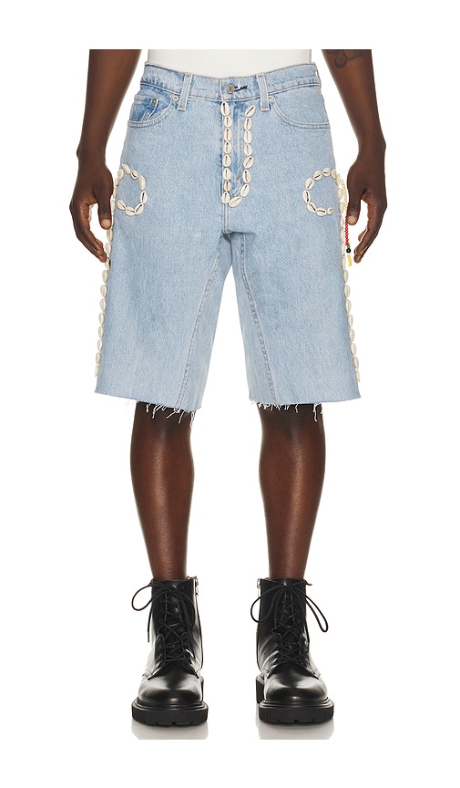 Barriers Worldwide Cowrie Shell Denim Shorts