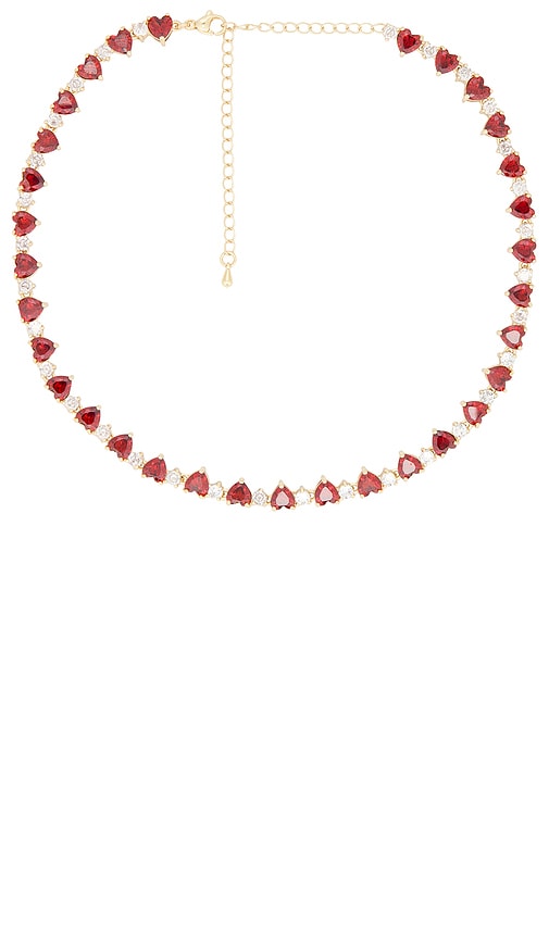 BONBONWHIMS Heart To Heart Tennis Necklace in Red