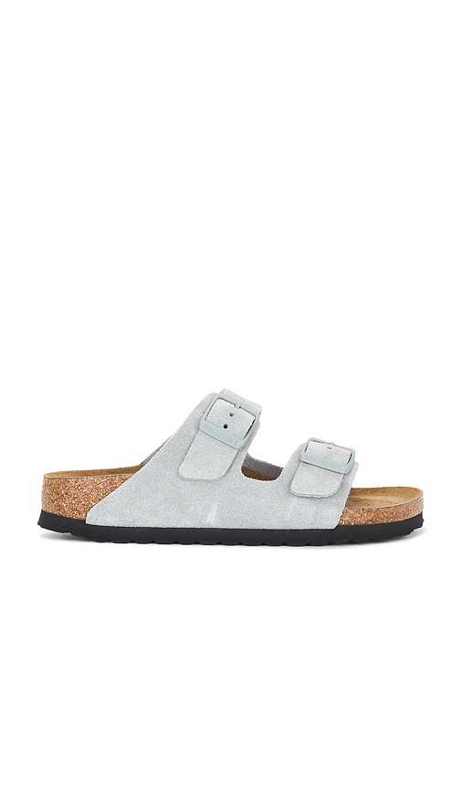BIRKENSTOCK Arizona Soft Footbed Sandal in Pure Sage Suede