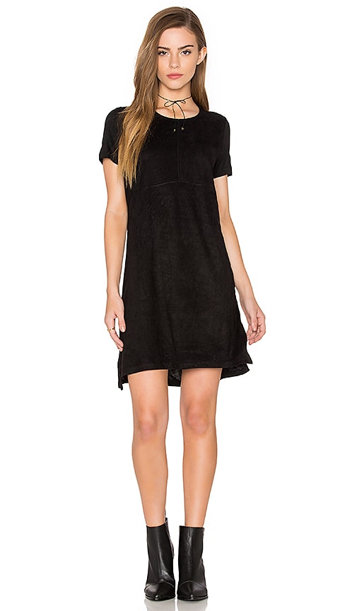 Bishop + Young Short Sleeve Knit & Suede Dress in Black