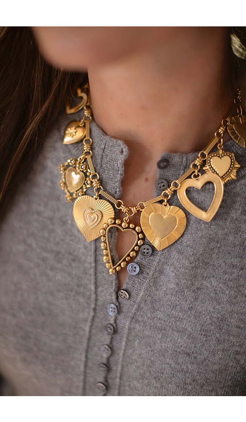  Brinker + Eliza Halskette Queen Of Hearts In Metallic Gold. 