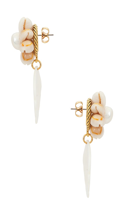 Shop Brinker & Eliza Royal Palm Earrings In Shell & Pearl