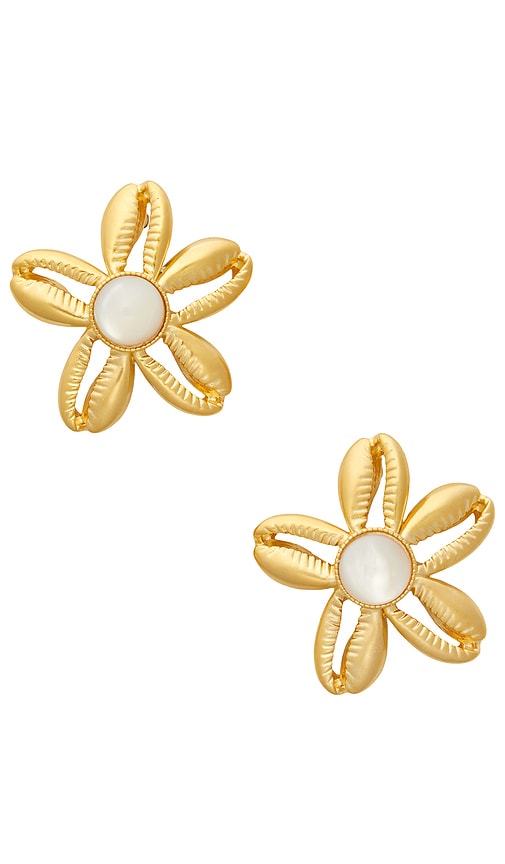 Aloha Earrings in Metallic Gold.