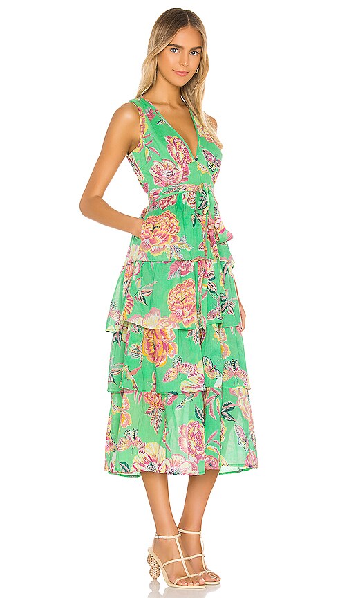 Banjanan X REVOLVE Eliza Dress in Rose Garden Island Green Print | REVOLVE