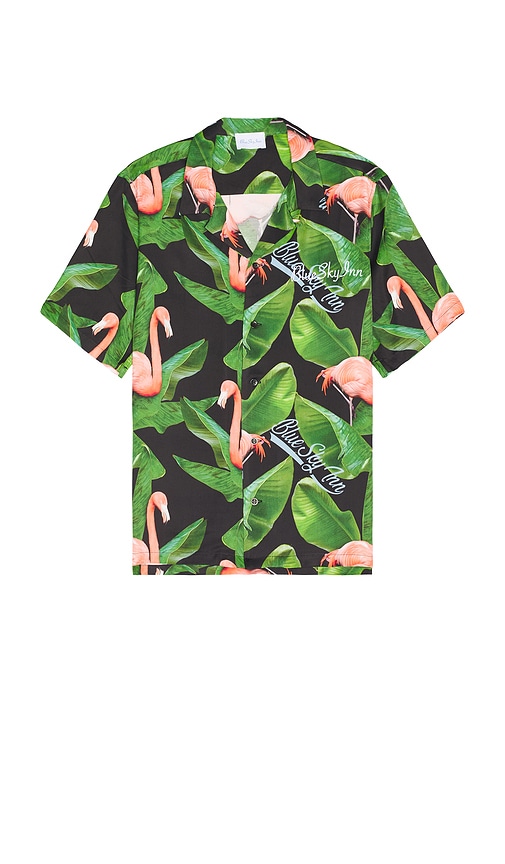 Shop Blue Sky Inn Flamingo Shirt In Black