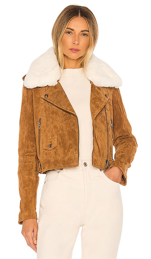 BLANKNYC Faux Fur Moto Jacket in Alder | REVOLVE