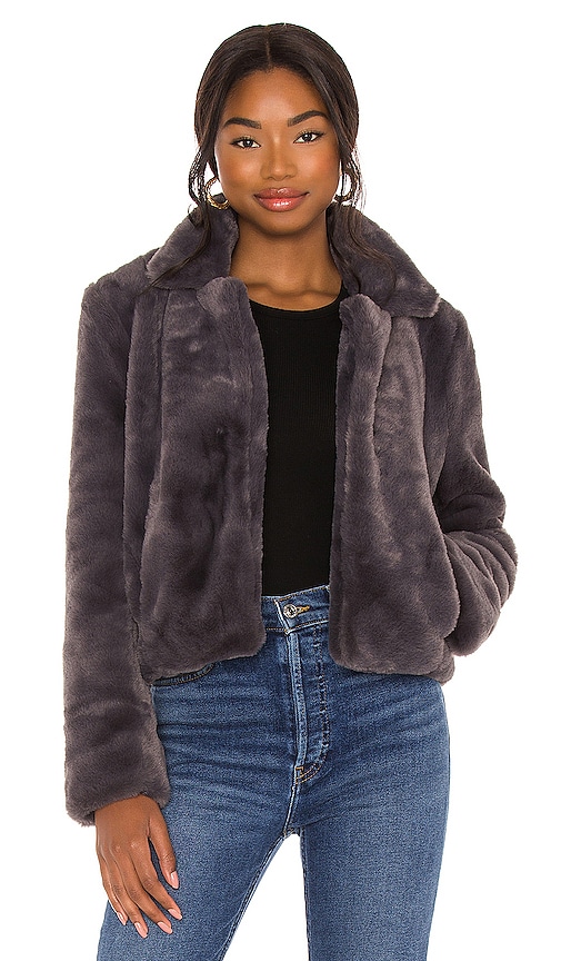 blank denim faux fur jacket