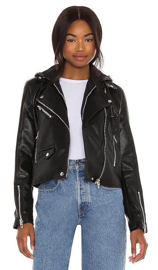 BLANKNYC Leather With Sequin Hoodie Jacket in Good Times | REVOLVE