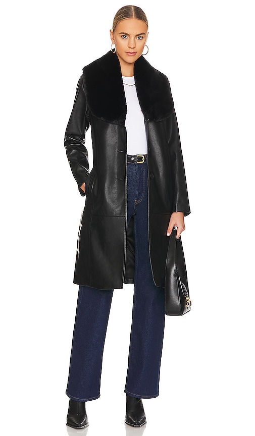 BLANKNYC Vegan Leather Trench Coat in Black