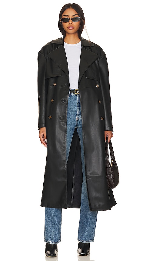 Blanknyc Faux Leather Trench Coat In Black