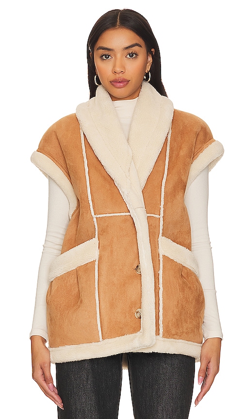 Shop Blanknyc Faux Leather Sherpa Vest In Feels Natural