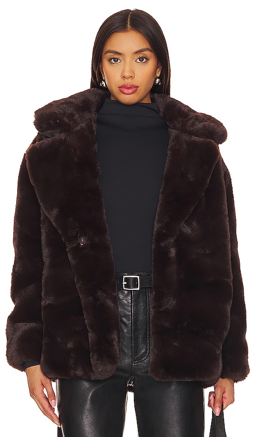 BLANKNYC] Womens Faux Fur Short Coat, Americano, X-Small-Small