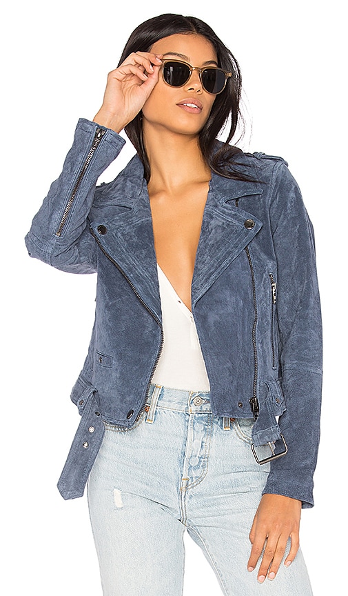 BLANKNYC Suede Moto Jacket in Slate Blue | REVOLVE