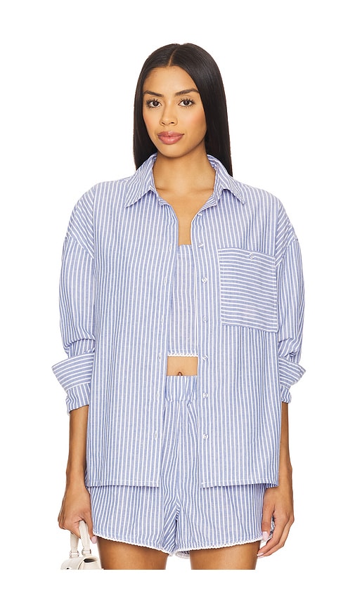 Button Up Shirt in Blue. - size S (also in L, M, XS)