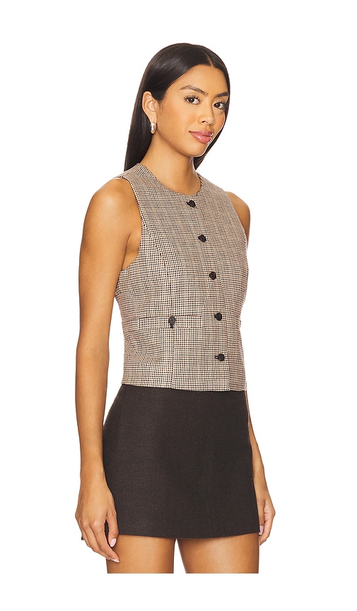 Blanknyc Plaid Crop Vest In Brown