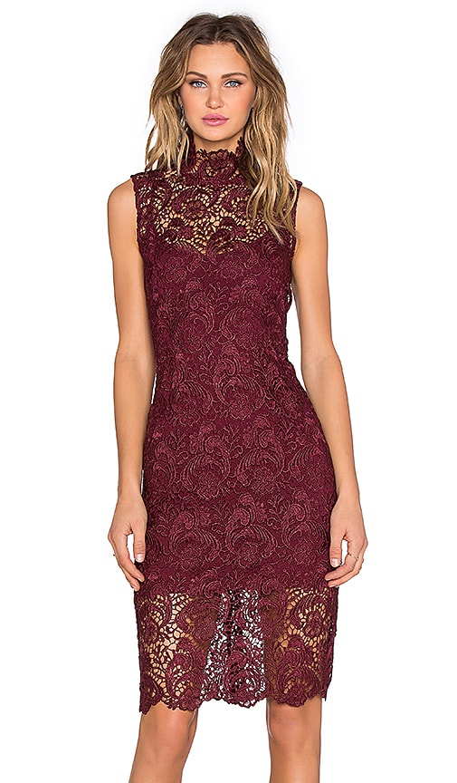 BLAQUE LABEL High Neck Lace Dress in Wine | REVOLVE