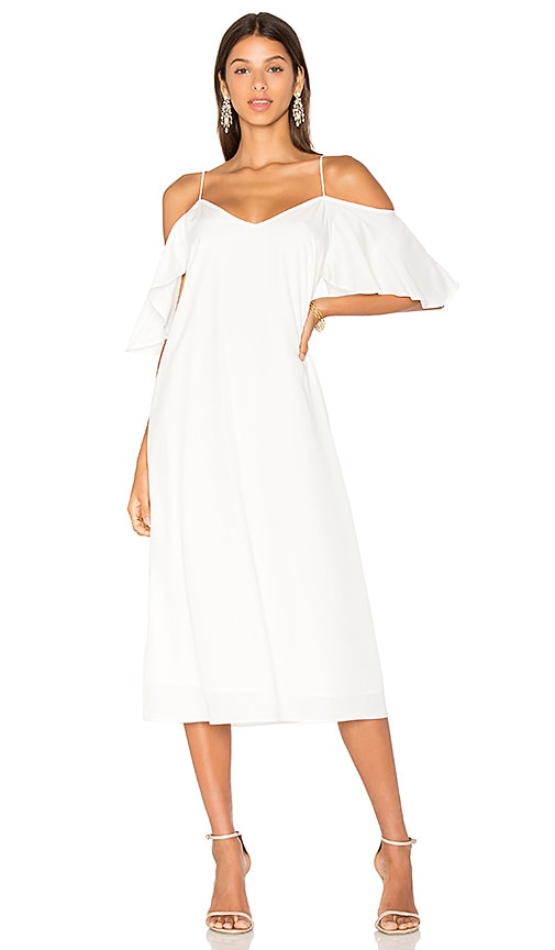 white cold shoulder dress