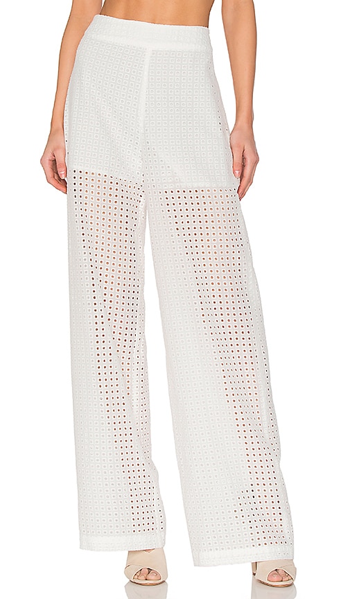 white eyelet pants