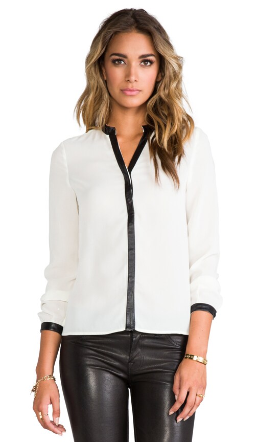 Leather Trim Blouse