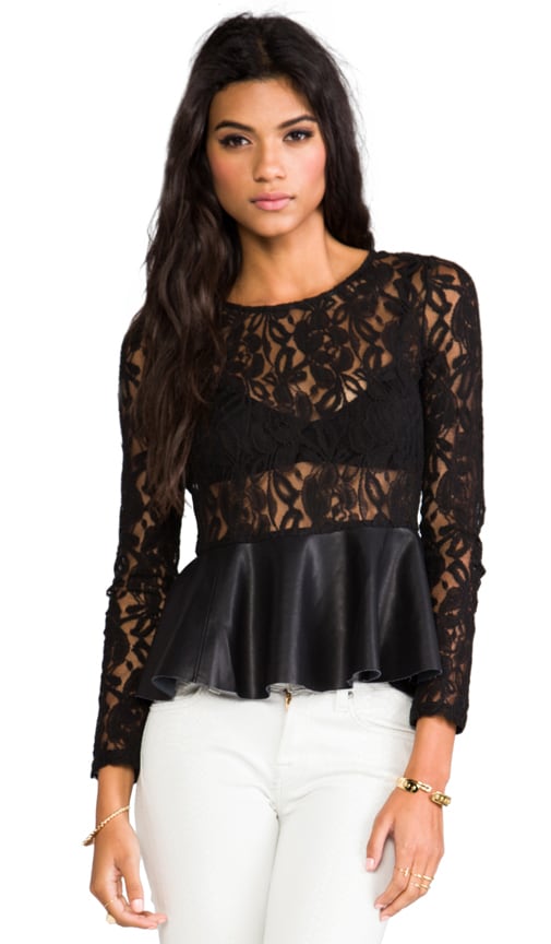 Leatherette Peplum Top