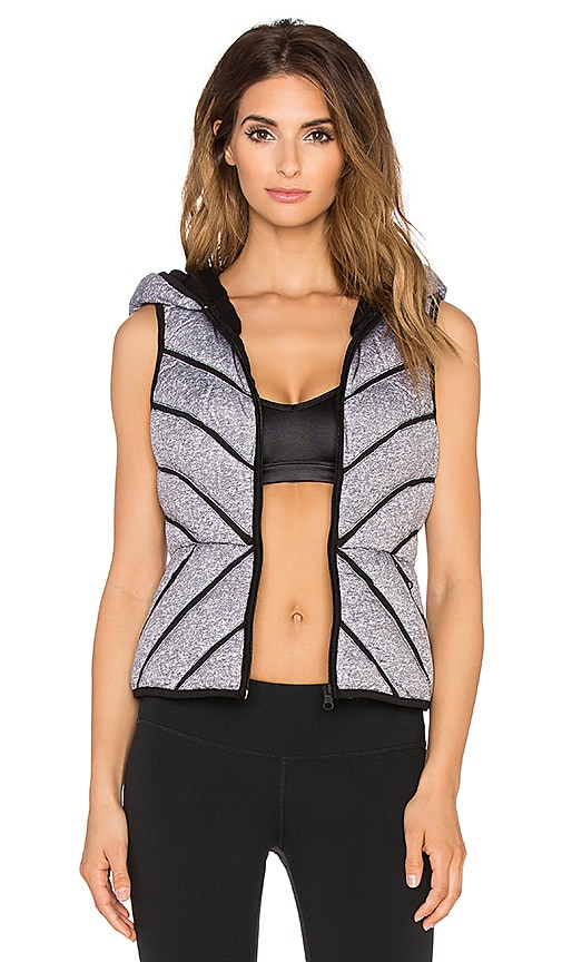 BLANC NOIR Mesh Inset Puffer Vest in Medium Grey Black REVOLVE