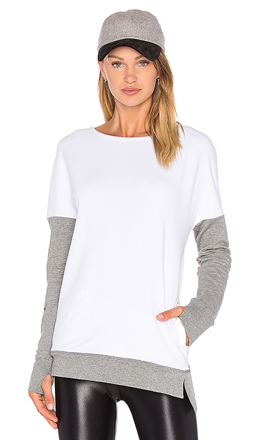 BLANC NOIR Crossback Sweatshirt in White Medium Grey Heather