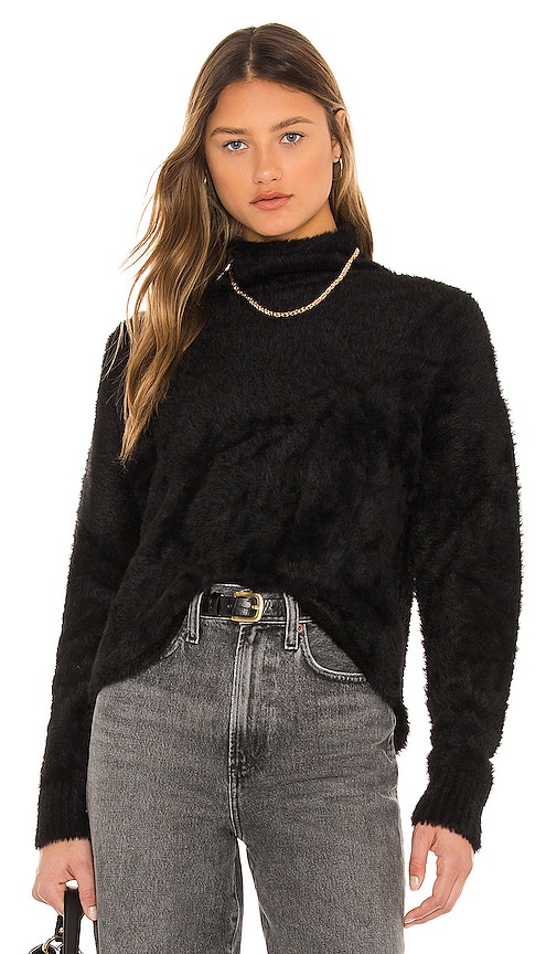 Bella Dahl Fuzzy Mock Neck Sweater in Black REVOLVE