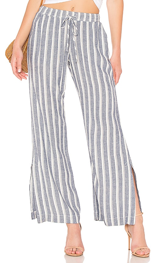 Helsa Cotton Poplin Stripe Pajama Pant in Bright Blue Stripe