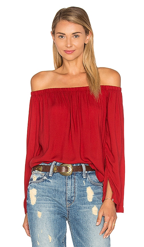 Bella Dahl Off The Shoulder Top in Brick Red REVOLVE